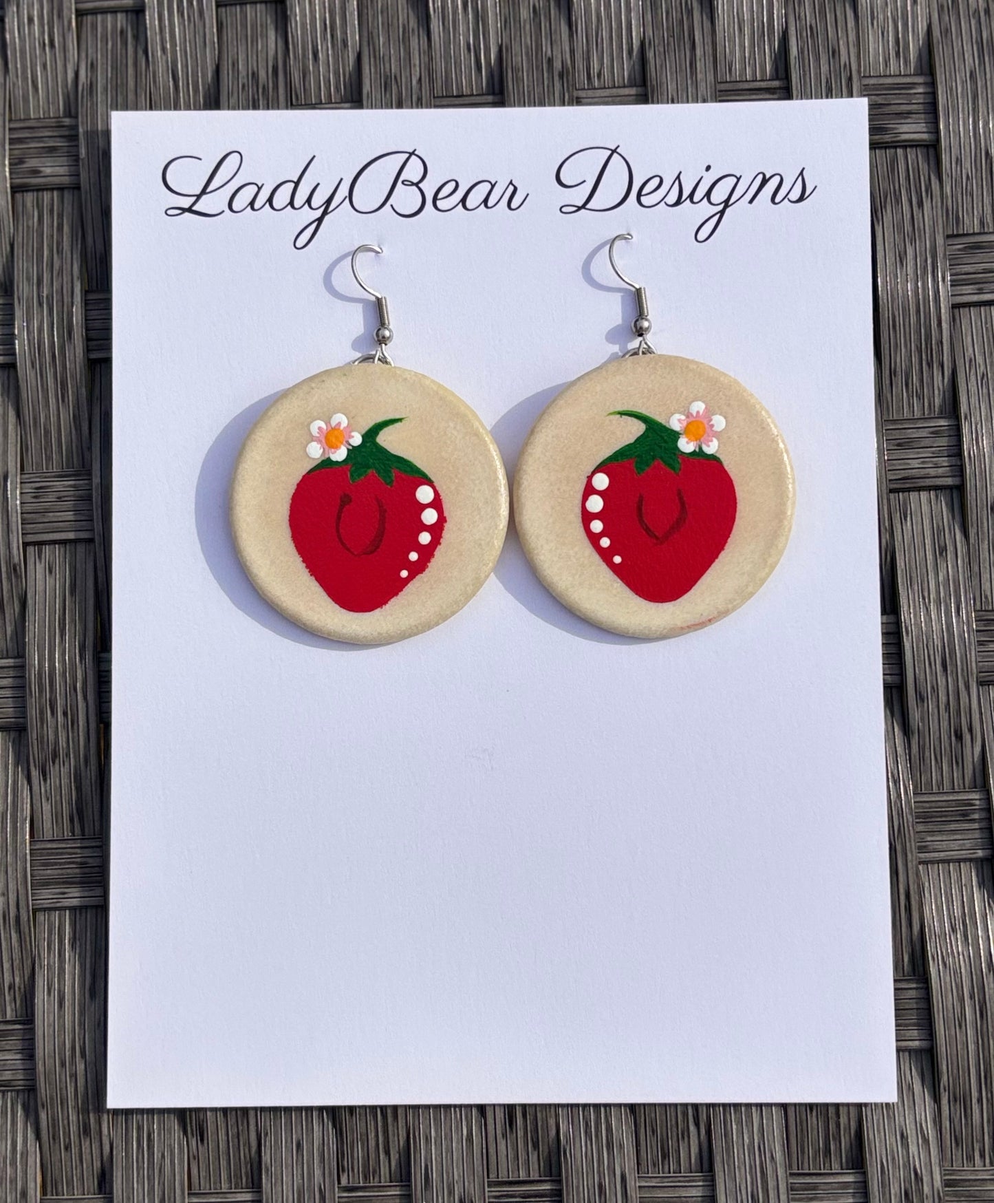 Drum Strawberry 1 1/2” Earrings