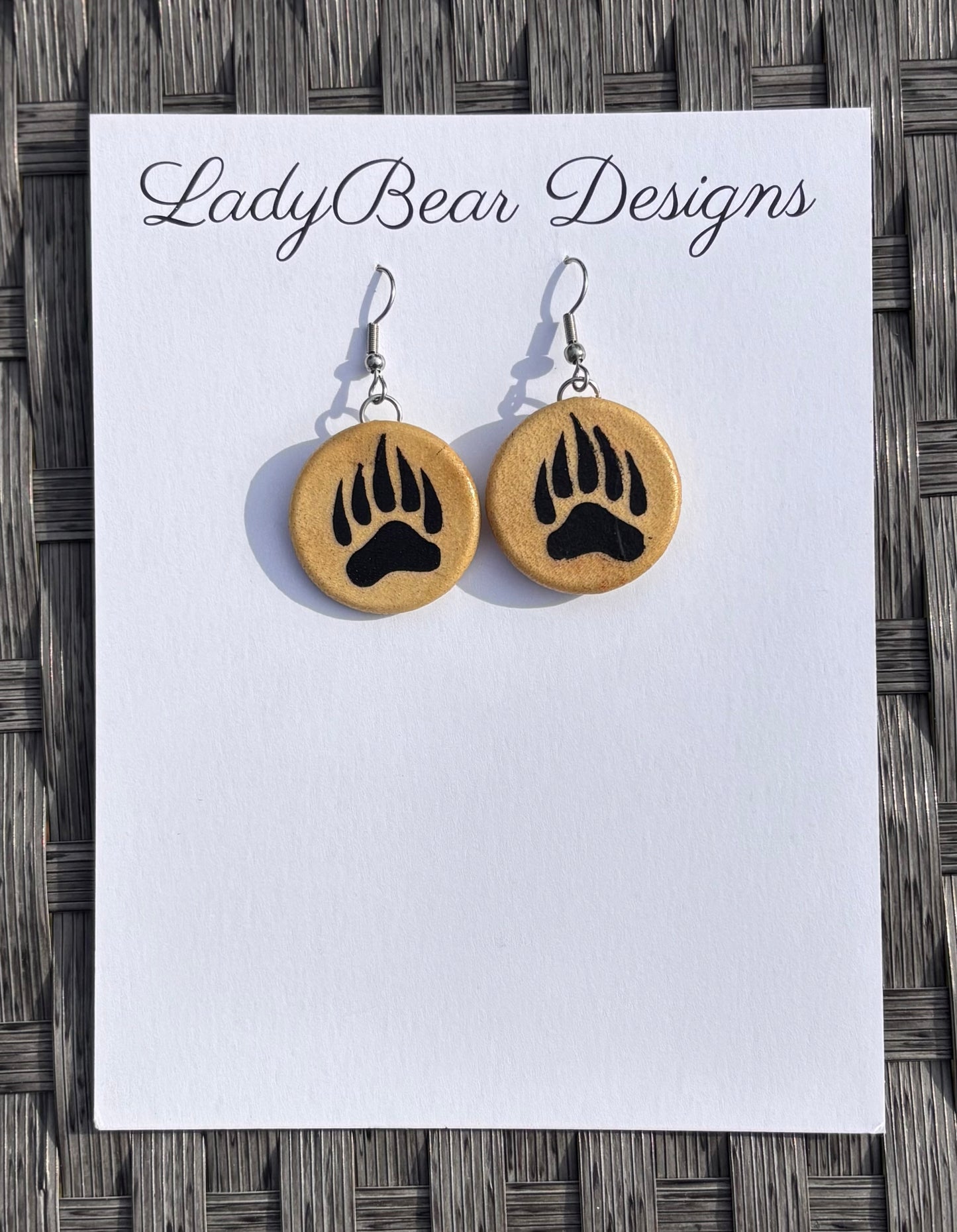 Drum Bear Paw 1” Earrings