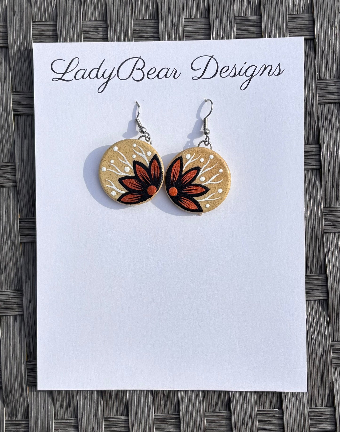 Drum Floral Copper 1” Earrings