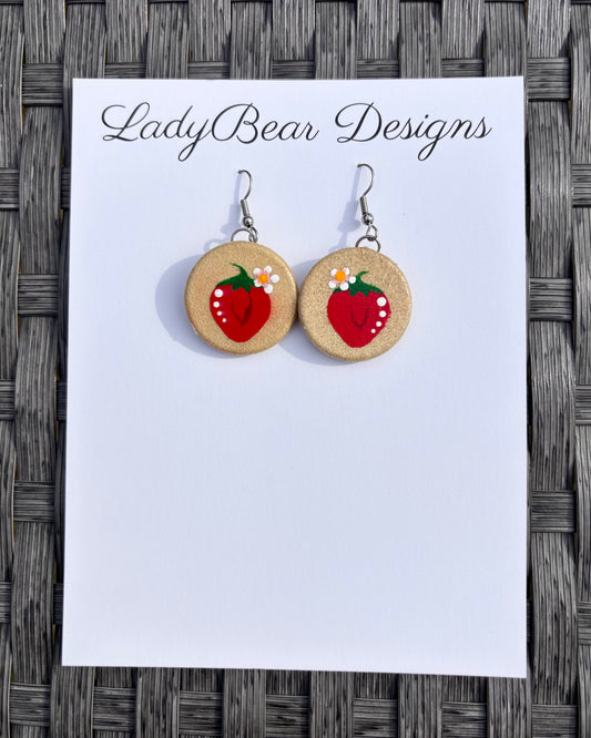 Drum Strawberry 1” Earrings