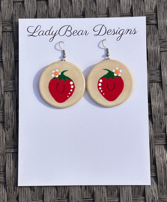 Drum Strawberry 1 1/2” Earrings