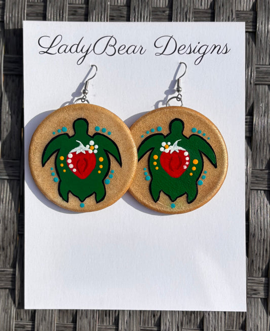 Drum Turtle 2” Earrings