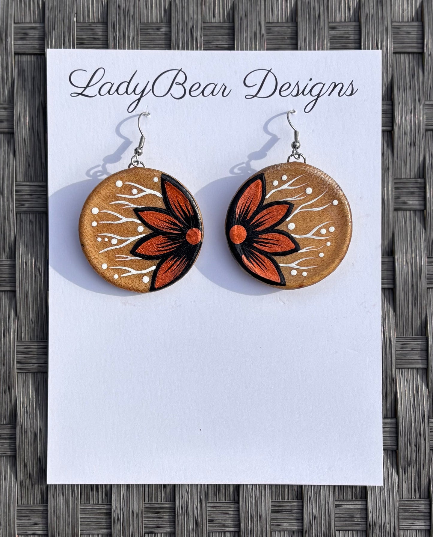 Drum Floral Copper 1 1/2” Earrings