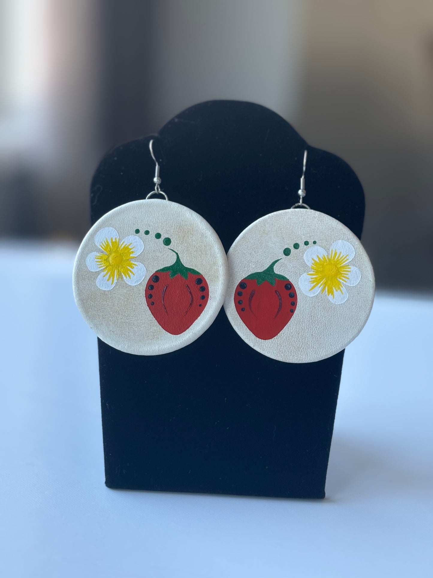 Drum Strawberry 1 1/2” Earrings