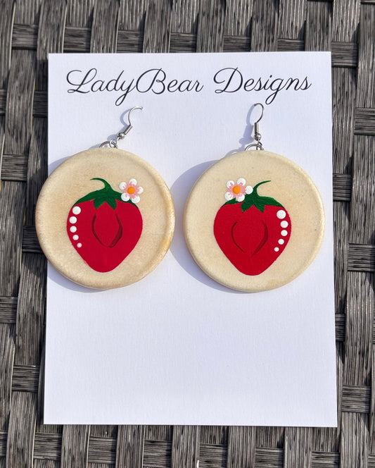 Drum Strawberry 2” Earrings