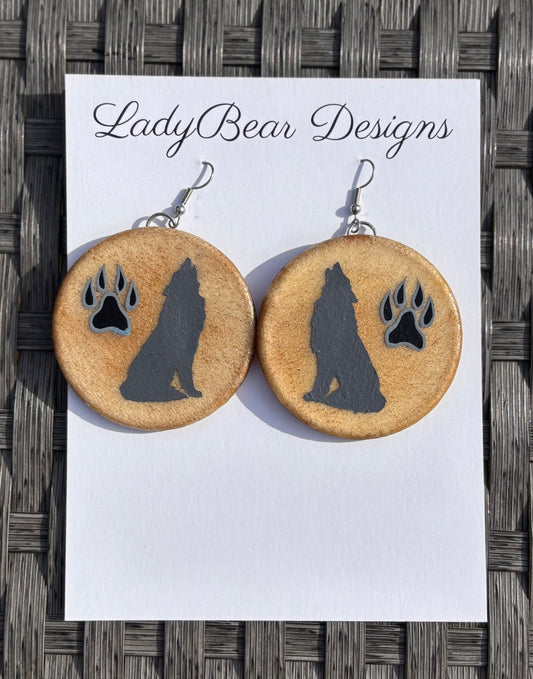 Drum Wolf 2” Earrings